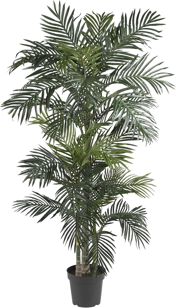 Nearly Natural 6.5ft Artificial Golden Cane Palm Tree, Lifelike Silk Indoor